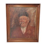 Painitng with its frame the man in chapeau and a la pipe