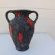 vase 1970 deux anses orange et noir