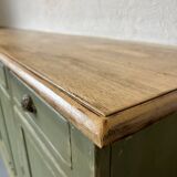 Antique green patinated grand buffet – 4 doors & 4 drawers – Wooden top