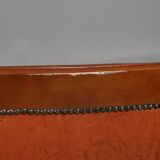 ococo-Style 3-Seater Sofa — Leather & Wood — Classic Curved Salon Silhouett