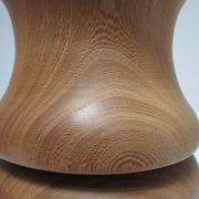 Pied de lampe XL bois massif veiné tourné vintage