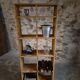 Vintage pine shelf with compartments, room divider, 1950s.