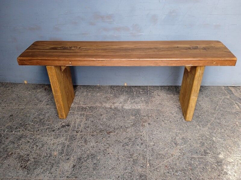 Old patinated solid wood bench 120cm