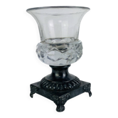 Salière en cristal et métal argenté