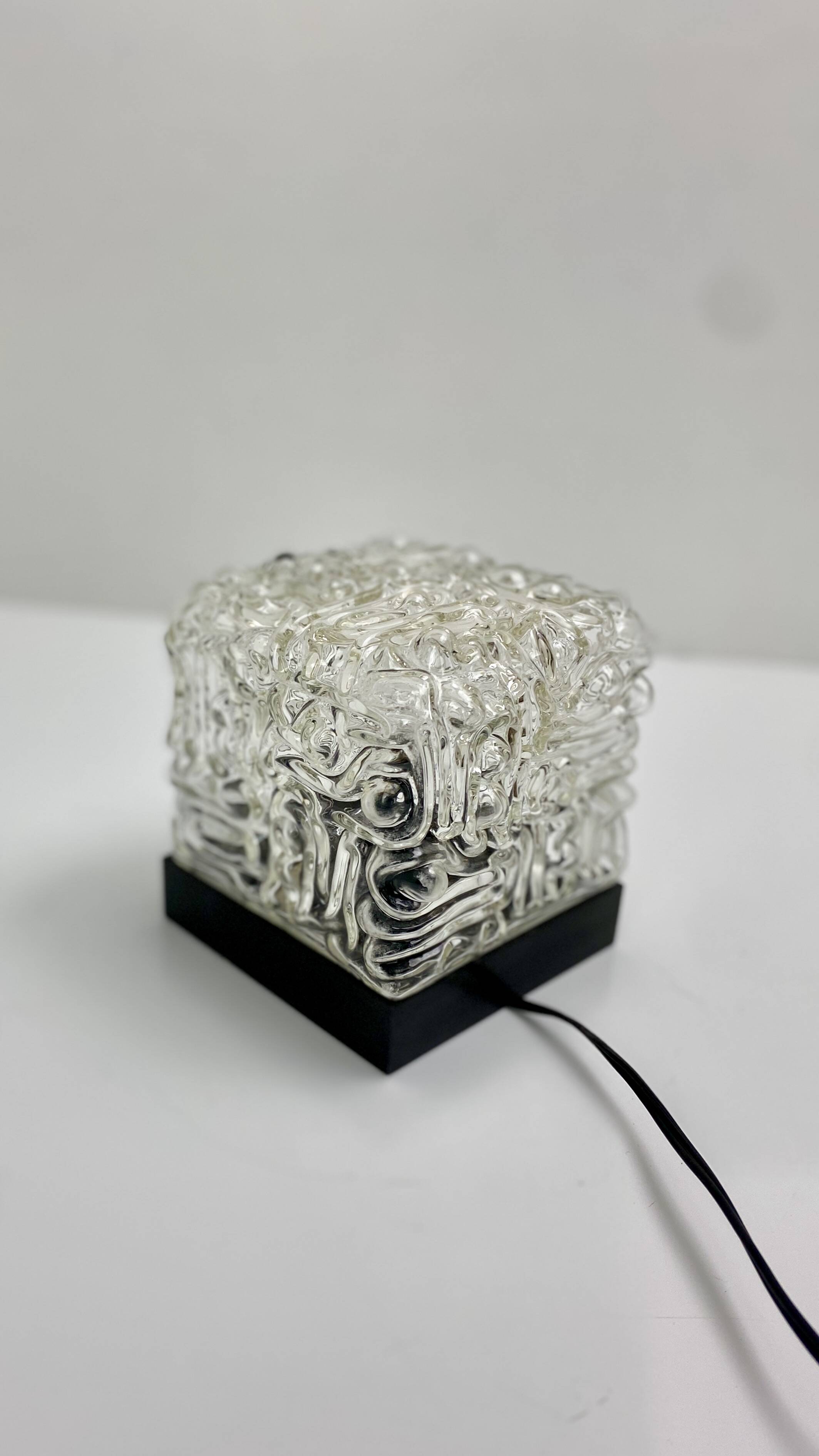 Pair of Vintage Cube Lamps – Textured Glass Wall or Ceiling Lights