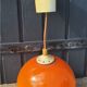 Set of 5 orange glass ball pendants from the 70s