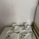 Set of 4 Limoges porcelain coffee cups "Hortensia" Guy Degrenne