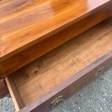 Restoration period walnut chest of drawers with a scroll handle