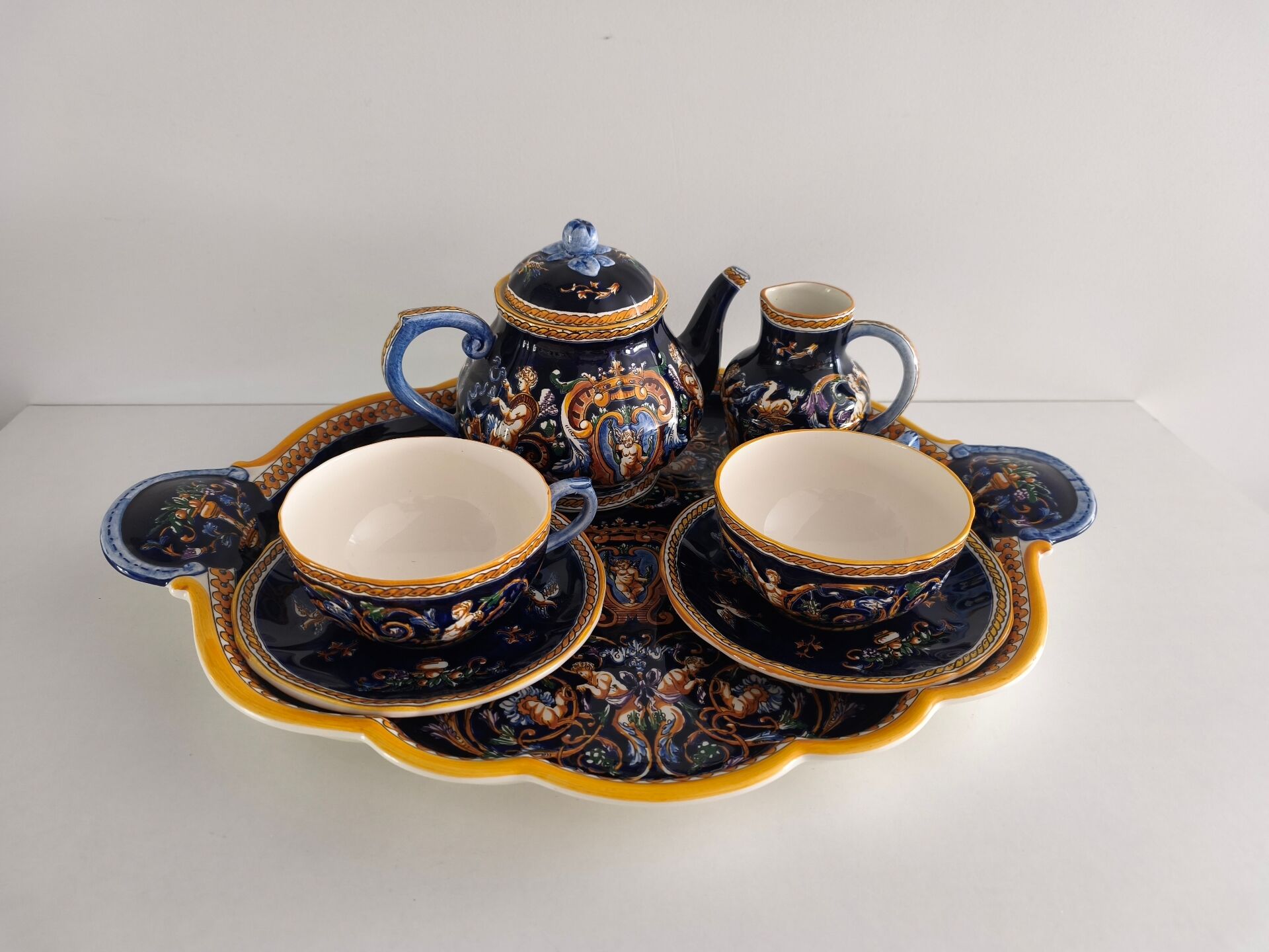 Tea / coffee tête-à-tête service Gien earthenware - Renaissance
