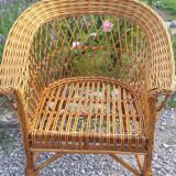 Wicker or rattan armchairs