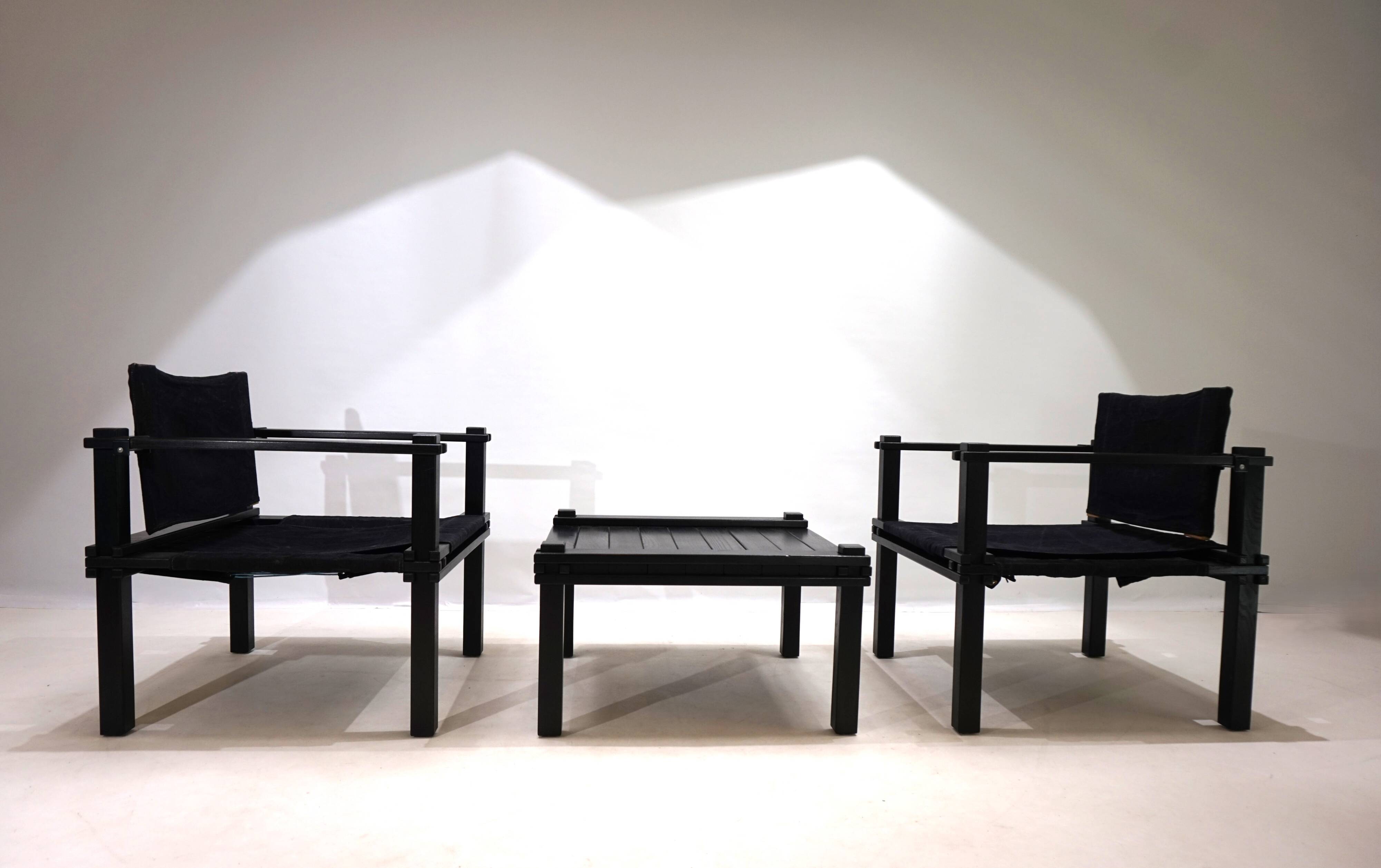 Bofinger set of 2 Farmer lounge chairs with table by Gerd Lange, 1960