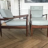 Ensemble de salon en noyer et cuir par Beka1960