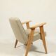 Scandinavian armchair beige wool natural oak wood chair design by Chierovski