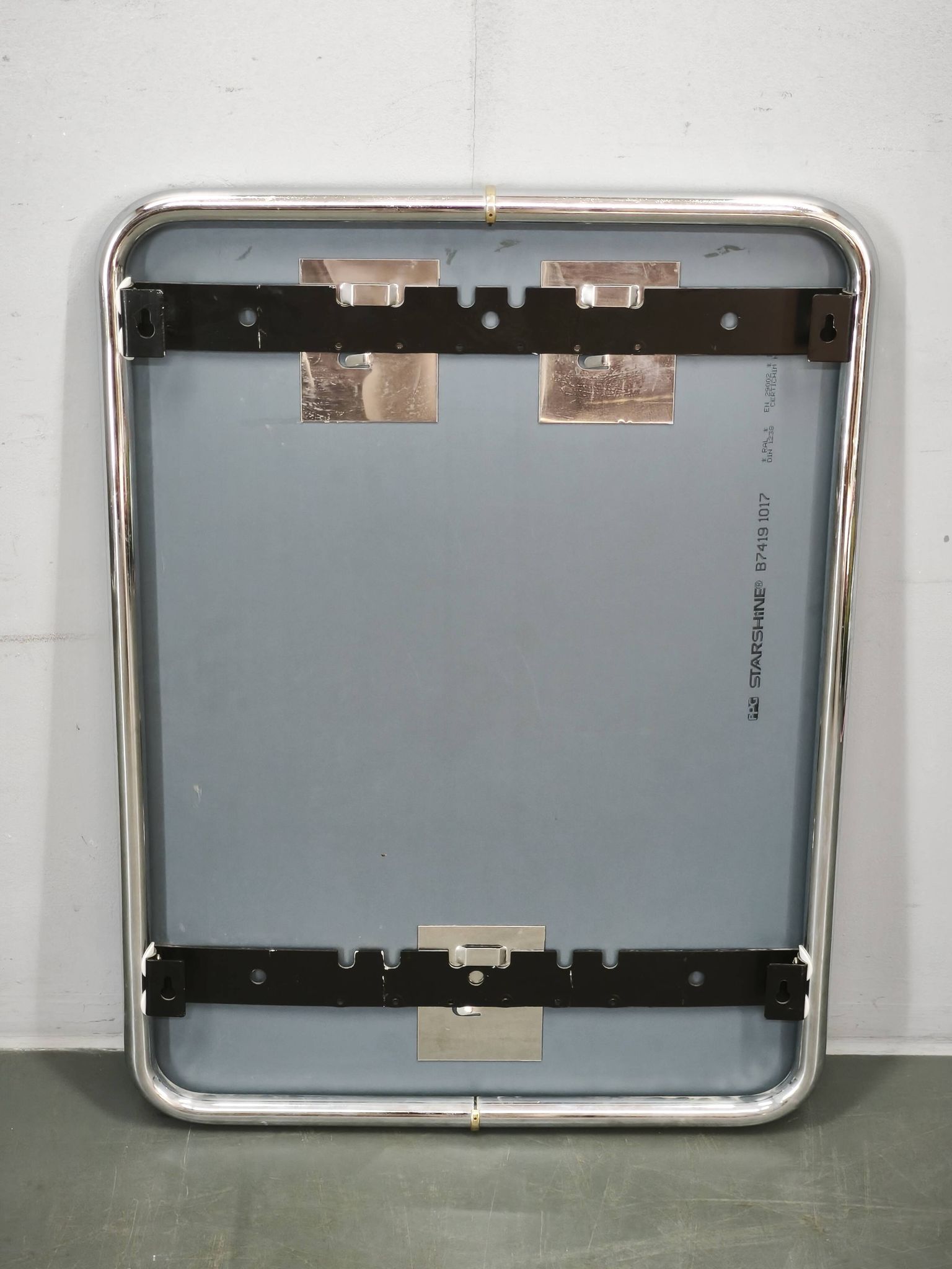 Italian Space Age Chrome and Brass Rectangular Wall Mirror, 1970s