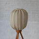 Tripod cocoon floor lamp in wood and lace, Danish design, 1960