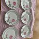 6 dessert plates in white porcelain with art deco rose pattern