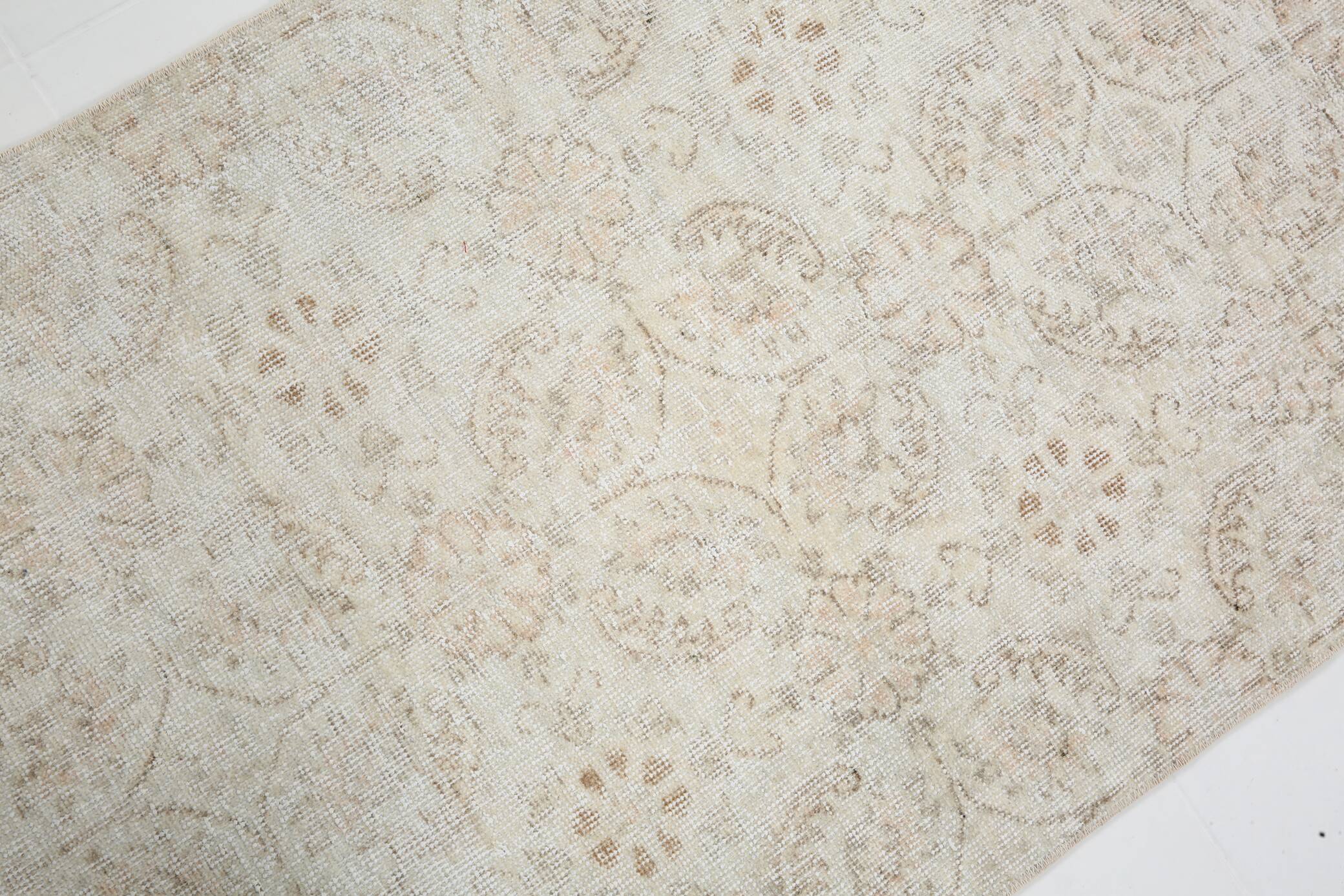 3x11 Rugs For Hallway Beige & Blue Vintage Runner Rug, 82x338Cm