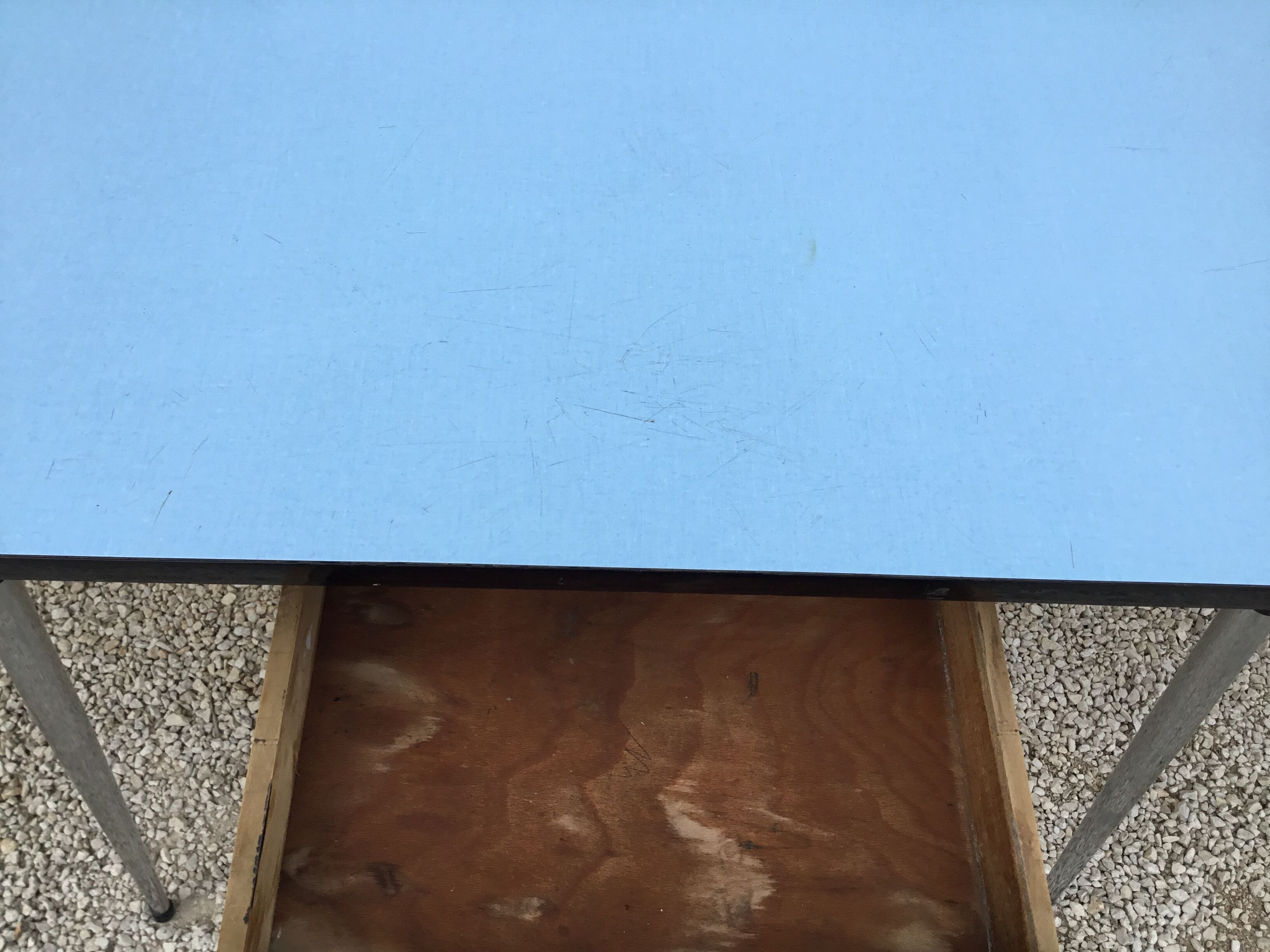 Vintage table in blue Formica