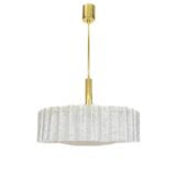 1 of 2 Doria Ice Glass Tube Chandeliers with Brass Surround, Germany, 1960s