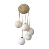 Suspension waterfall 6 balls in opaline - vintage 60s