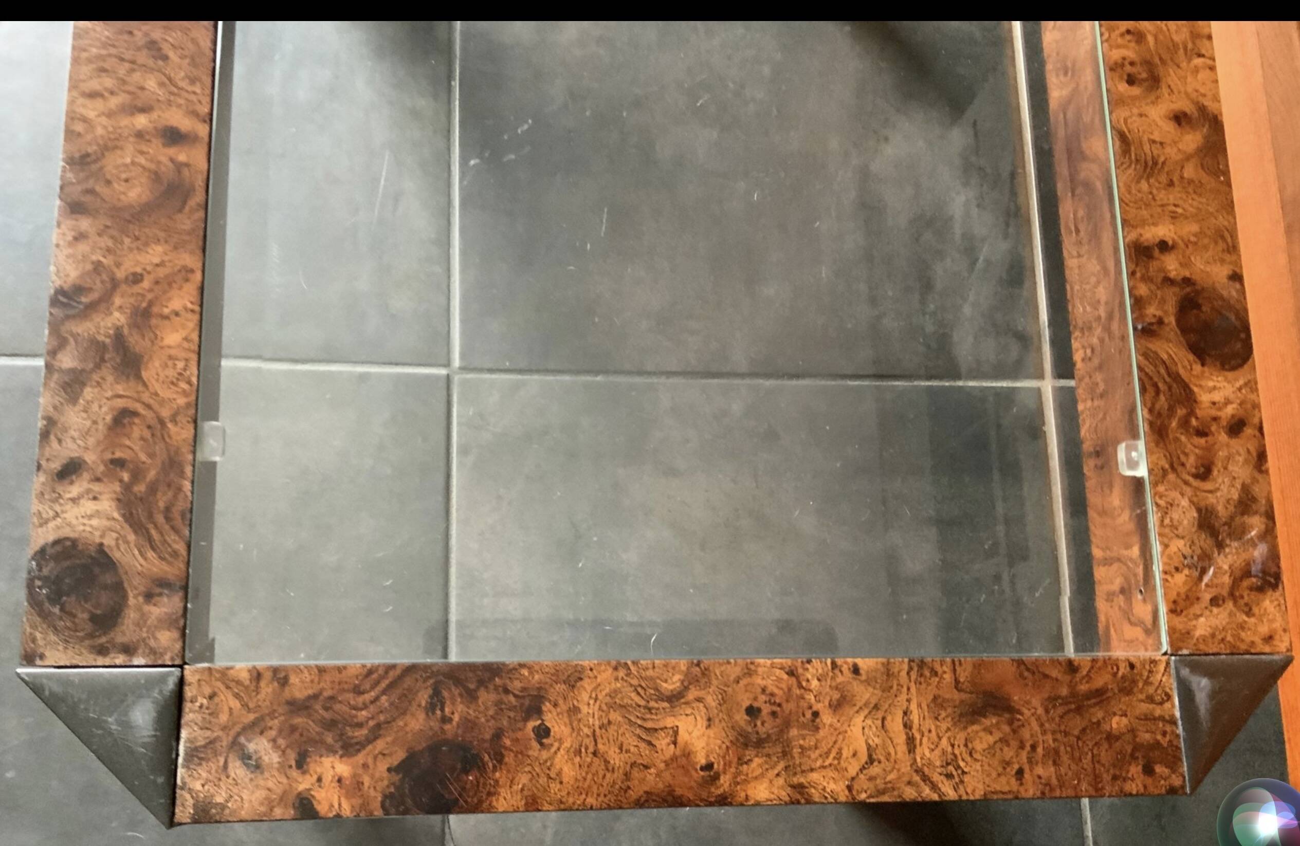 Small table made of elm burl wood.