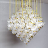 Venini mid century italian flushmount murano glass bubbles and brass chandelier