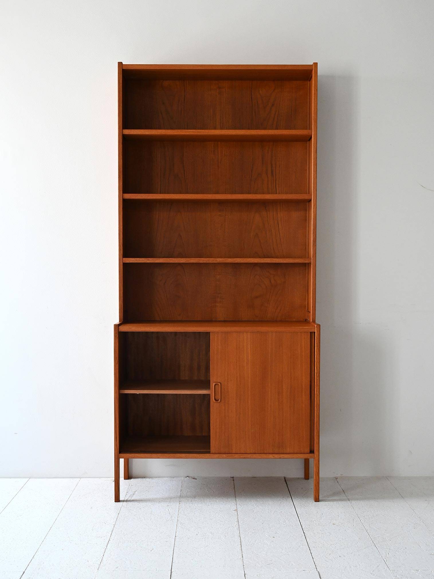 Vintage Scandinavian Teak Bookcase with Exposed Joinery