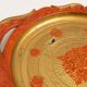 Vintage orange wooden decorative plate, Italy, 1960s