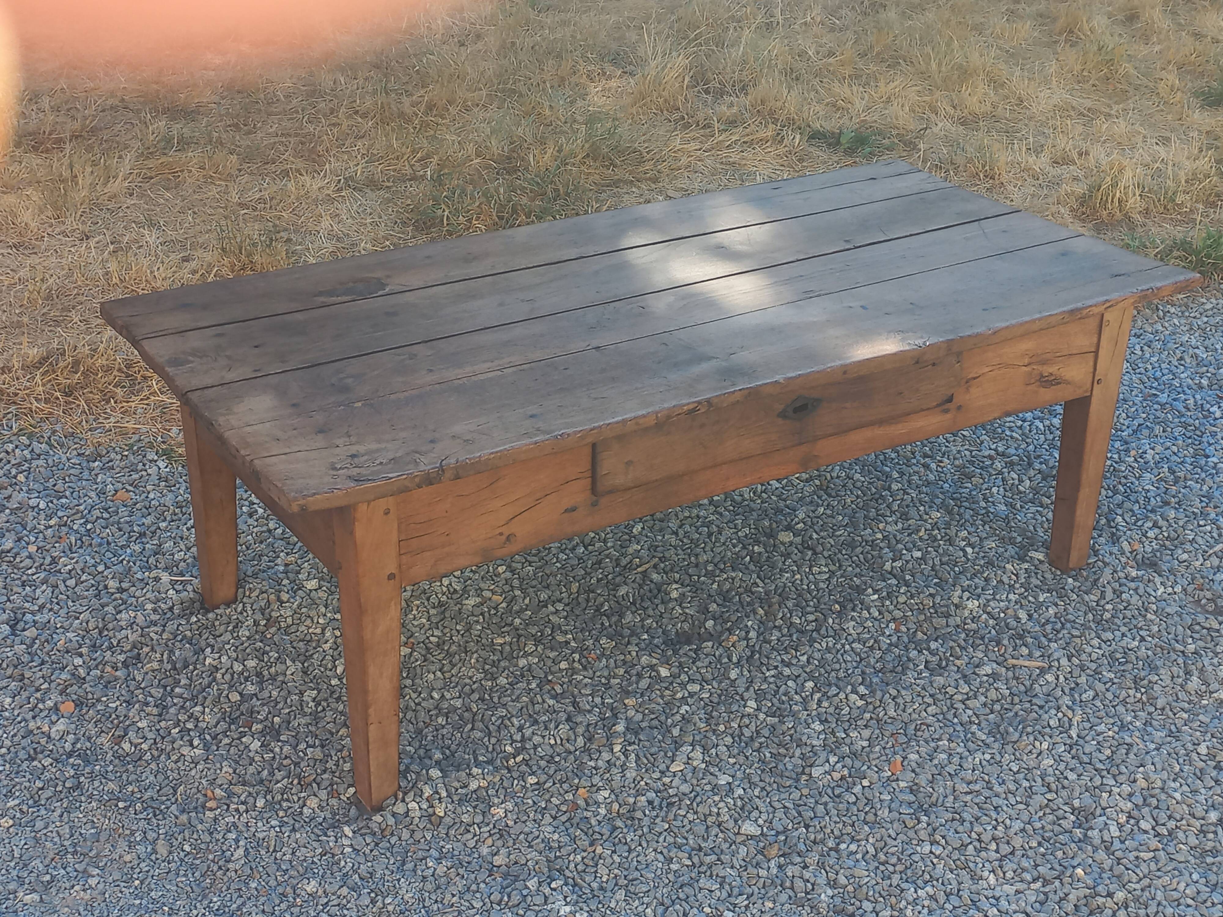 19th-century oak farmhouse coffee table 149cm