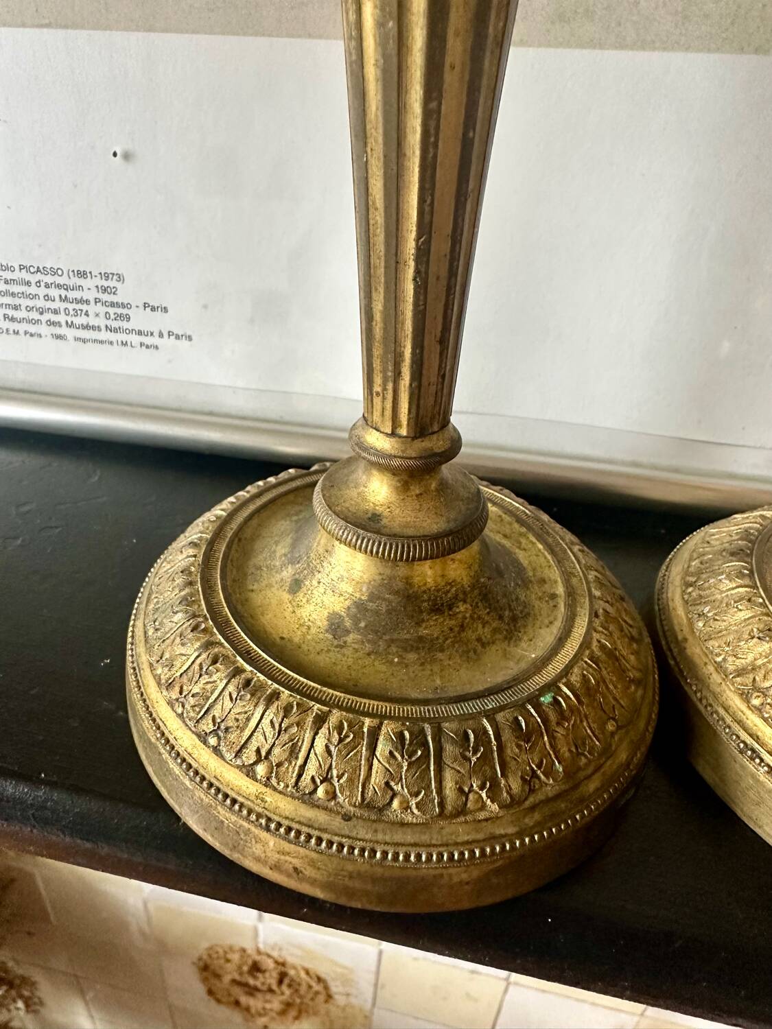 Pair of bronze candlesticks