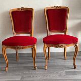 Set of 2 beech + velvet chairs