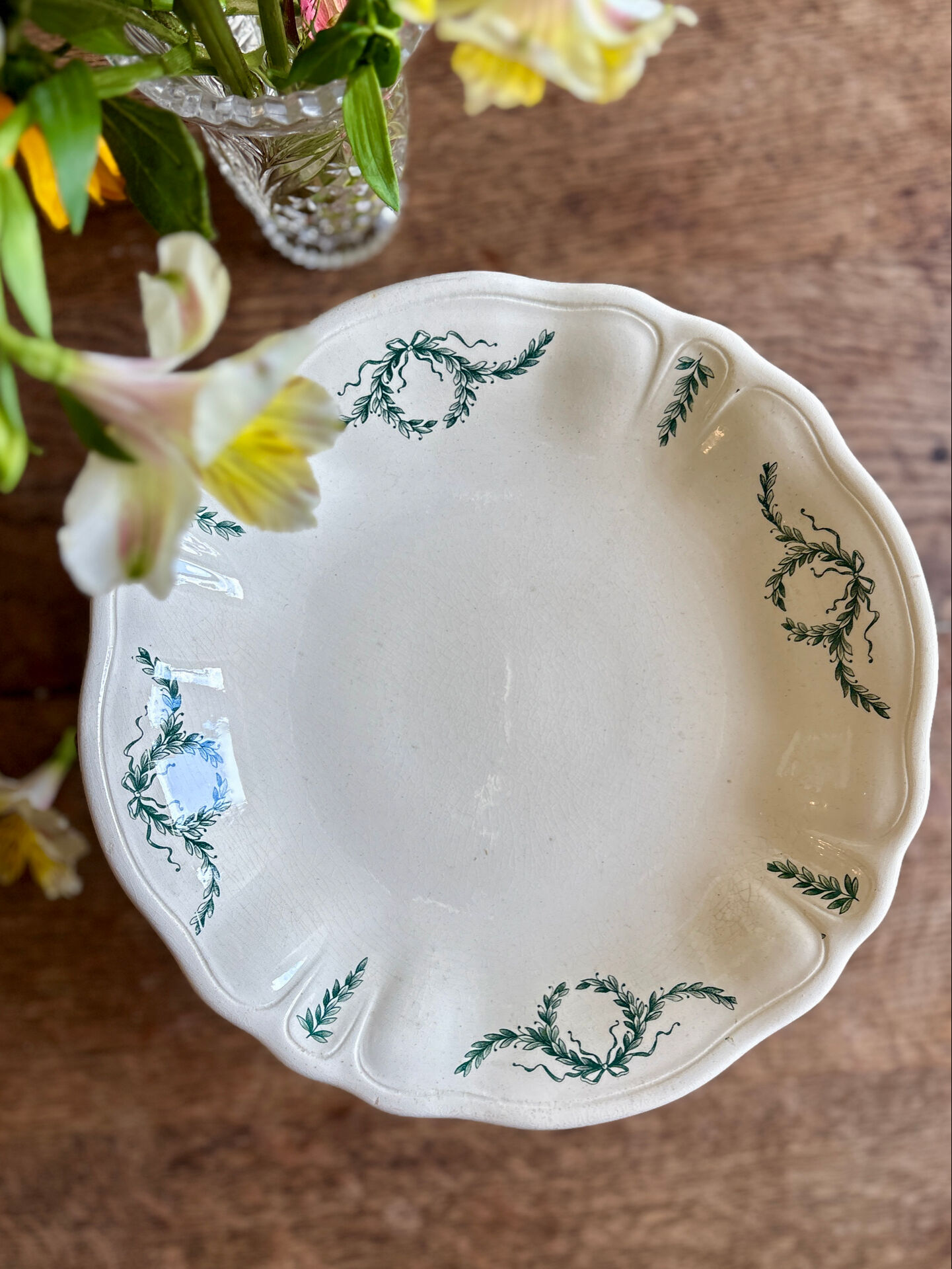 Compote dish or antique footed plate in ironstone - Villey de Longc