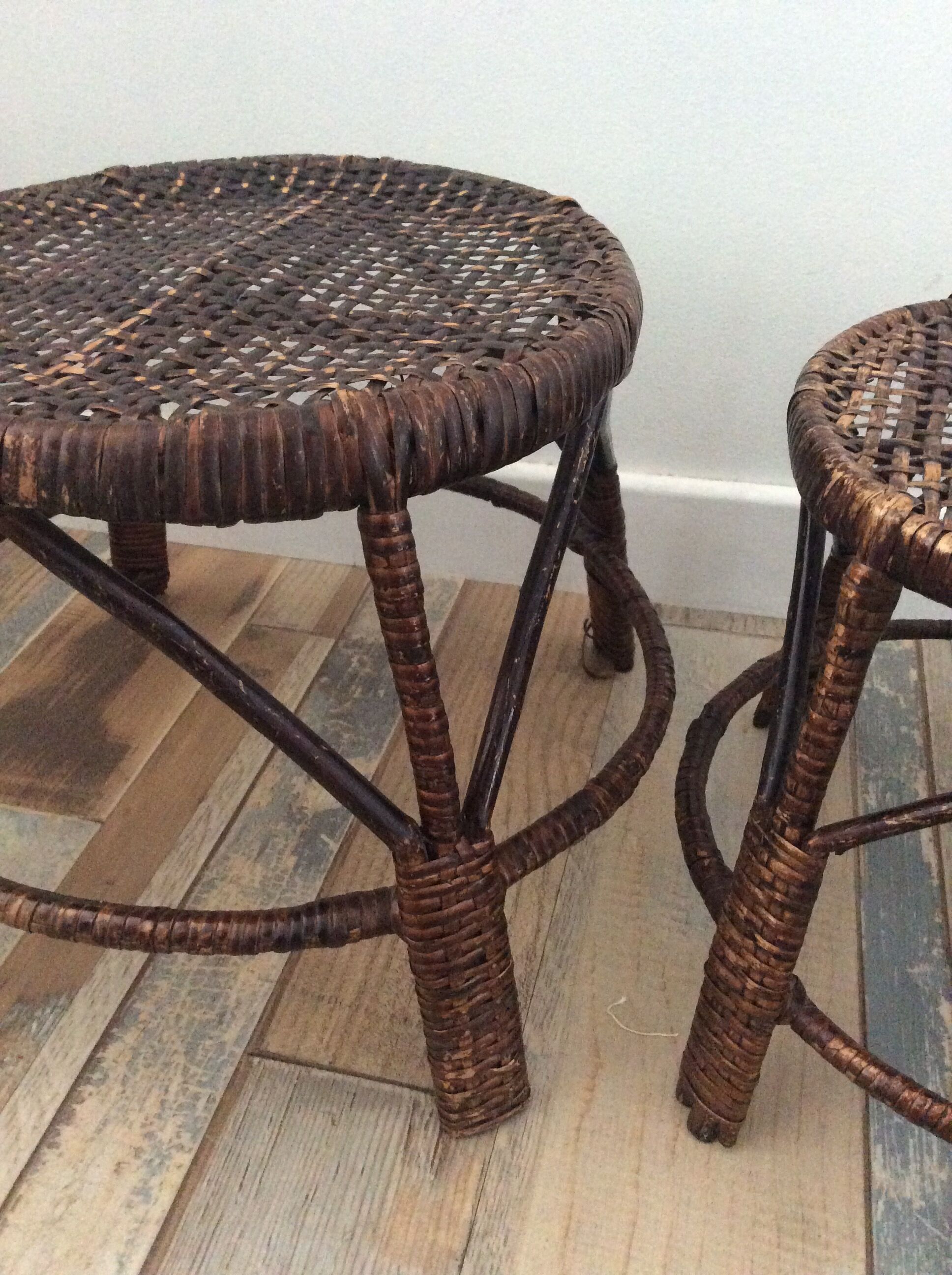 1960s plant holders series in rattan