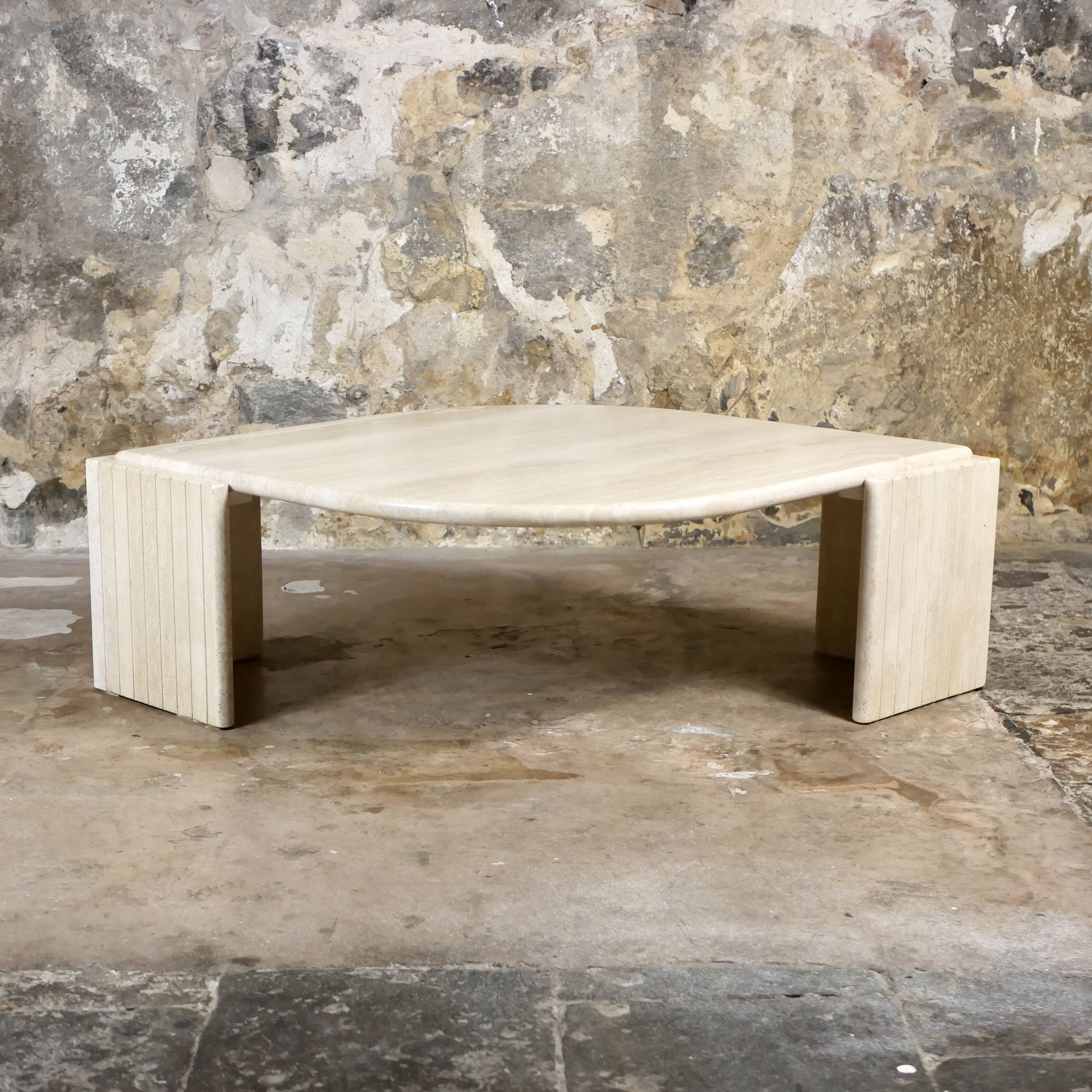 Travertine eye coffee table by Roche Bobois, 1970s