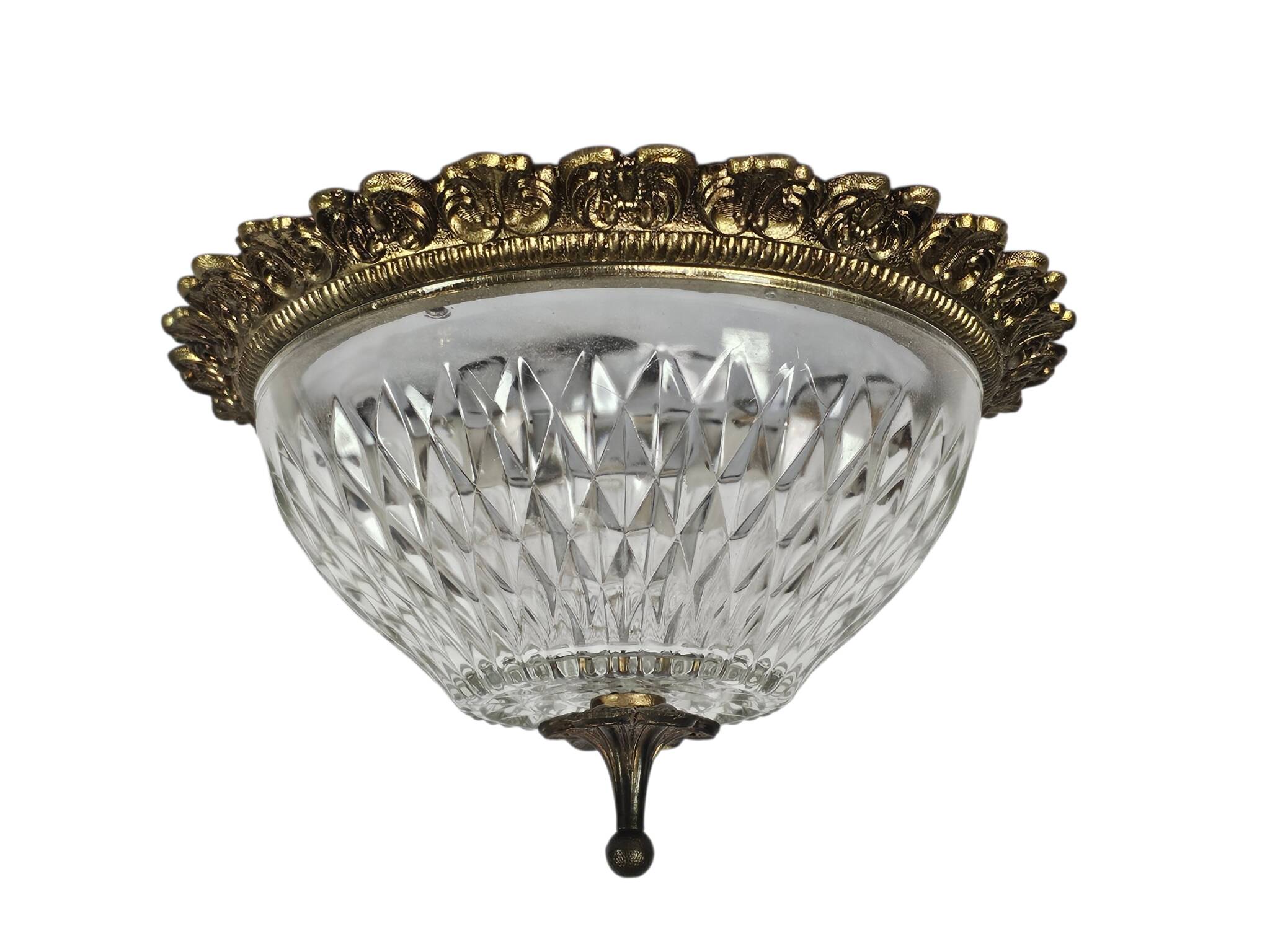 Massive - Ceiling Light - Glass - Brass - Hollywood Regency Style - Belgium