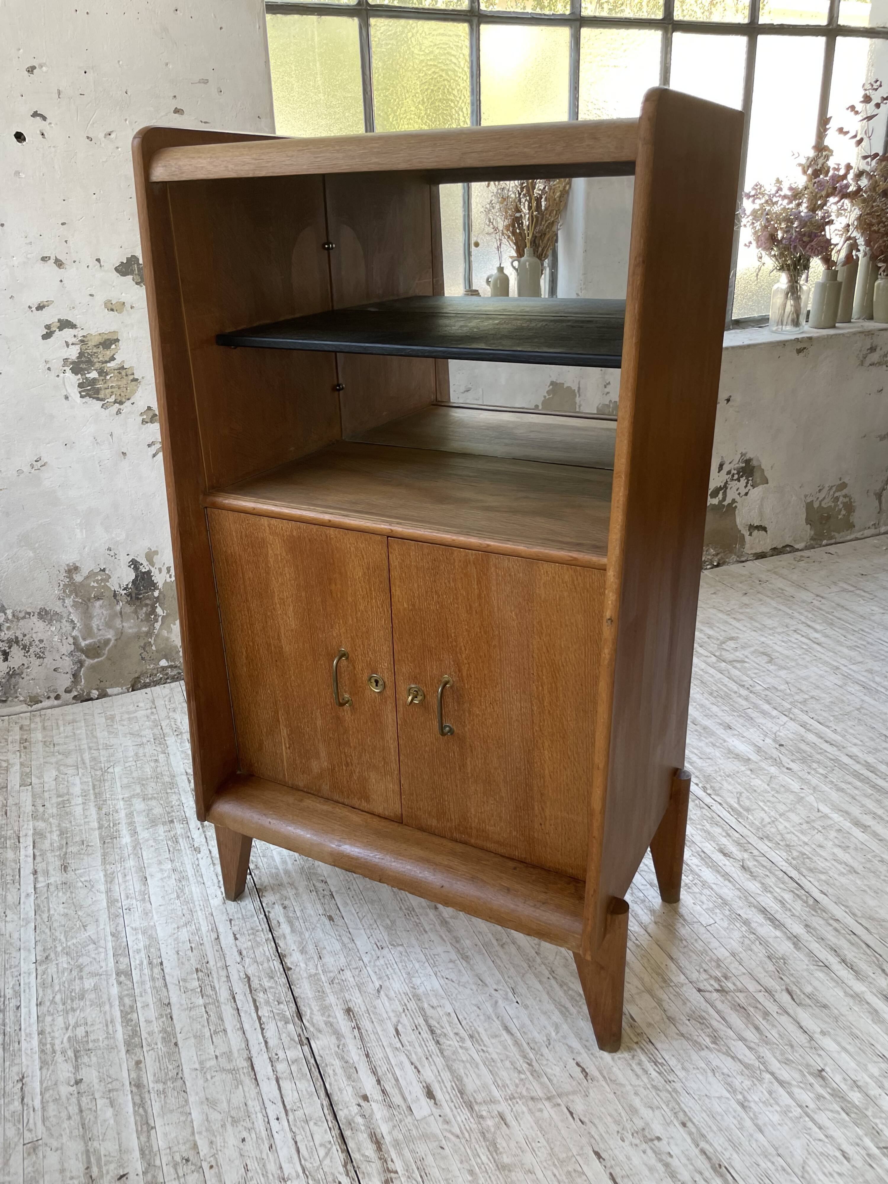 Meuble de rangement secrétaire chêne années 60