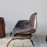Fauteuil en corne et cuir ancien - 1950s