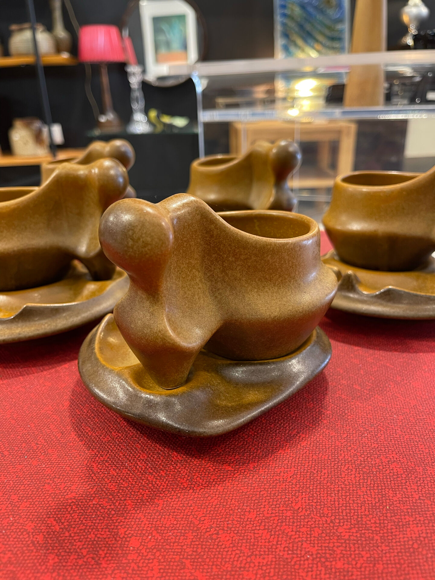 6 cups with saucers 1970. Sighisoara earthenware.
