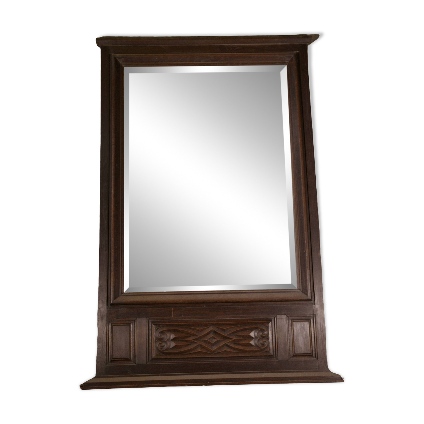 Large mirror in solid oak and beveled glass by André Le Picard 1950