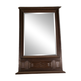 Grand Miroir en chêne massif et verre biseauté par André Le Picard 1950