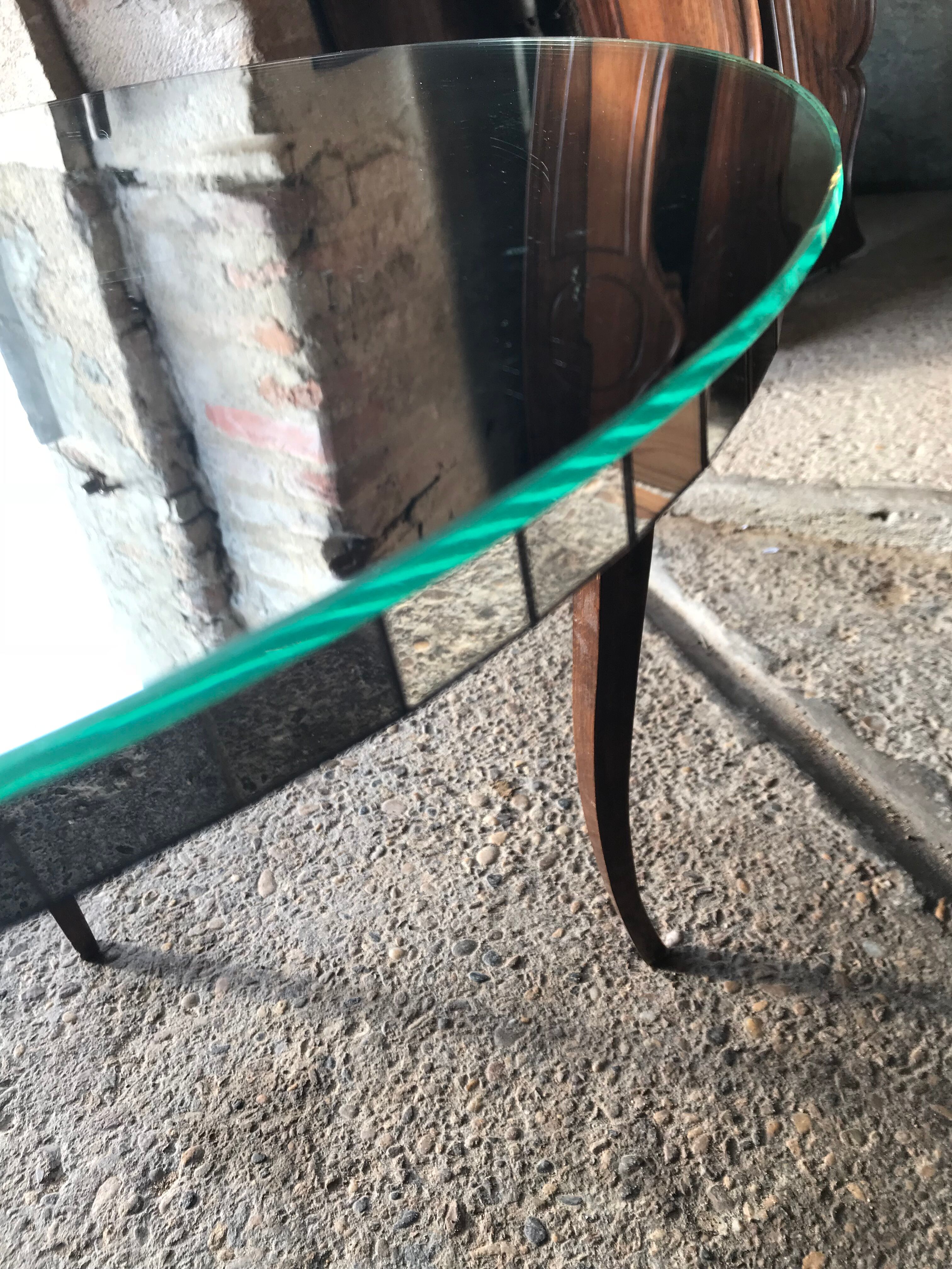 Coffee table end table art deco mirror