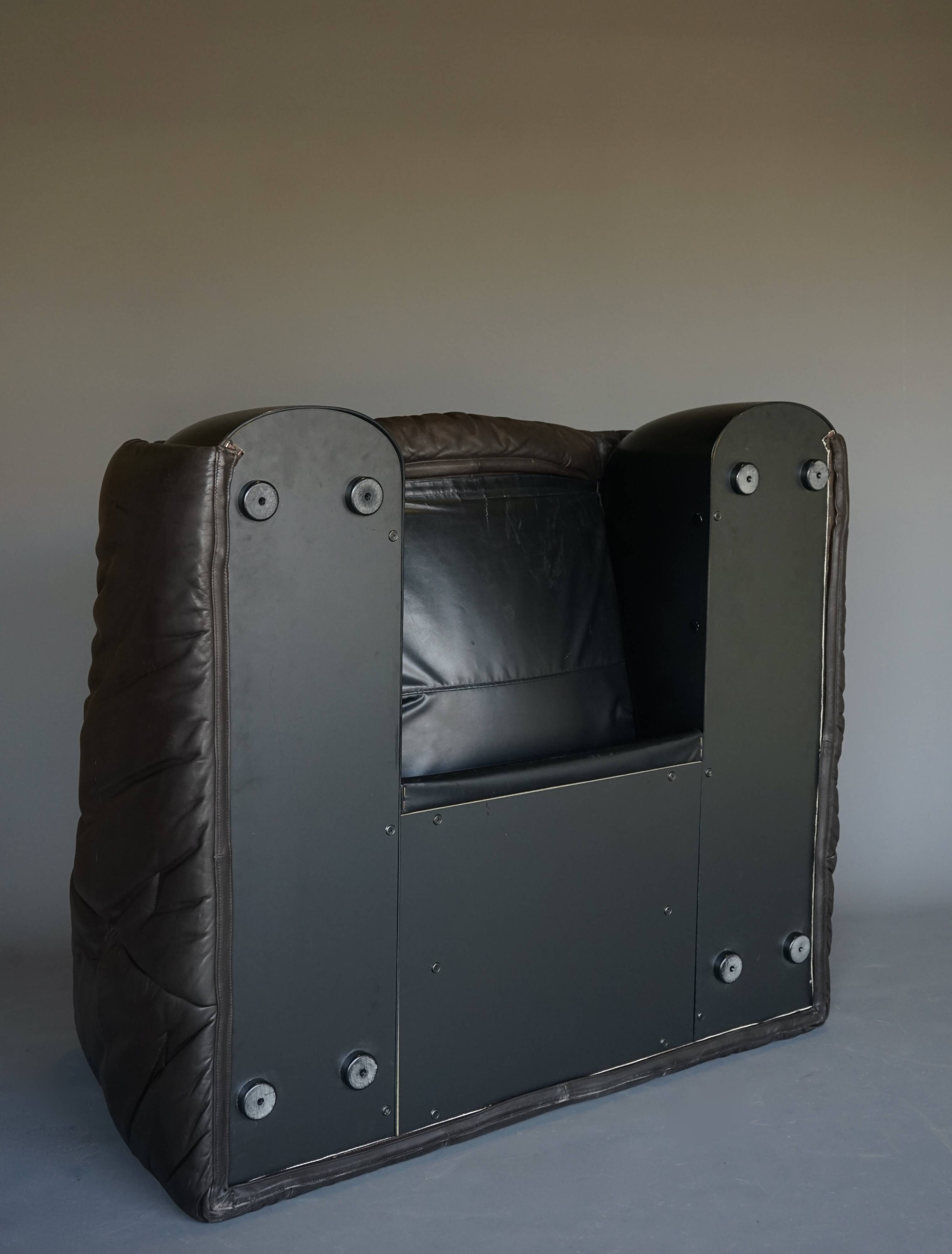 Amak Lounge Chair in brown leather by Annie Hieronimus for Cinna, 1980s