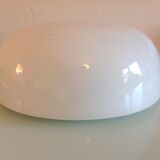 Half moon ceiling lamp in vintage white opaline 60s/70s