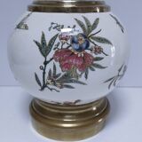 round vase earthenware brass decorated with flowers and insects early 20th century