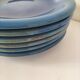 6 grandes assiettes plates en grès bleu cobalt et turquoise