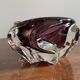 Dark purple glass ashtray with wavy pattern, Murano