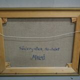 Swedish artist, scandinavian modern city landscape, 1970s, oil on canvas, signed,  framed