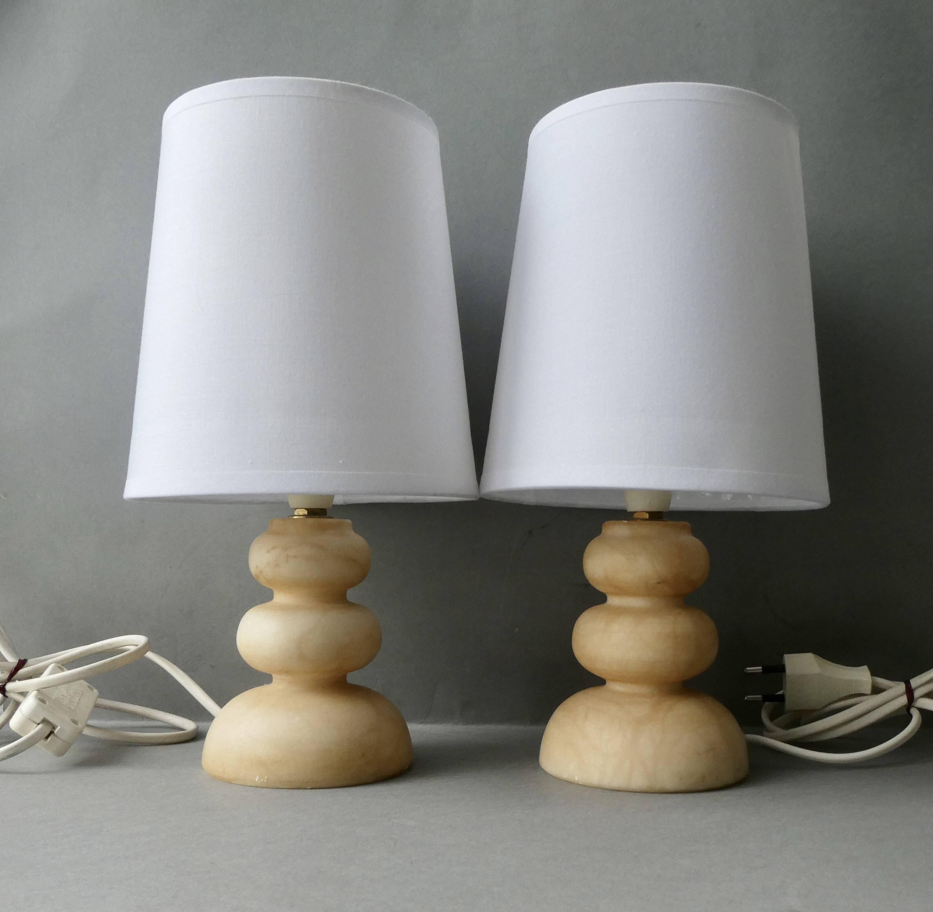 Pair of alabaster lamps, 70s-80s
