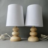 Pair of alabaster lamps, 70s-80s