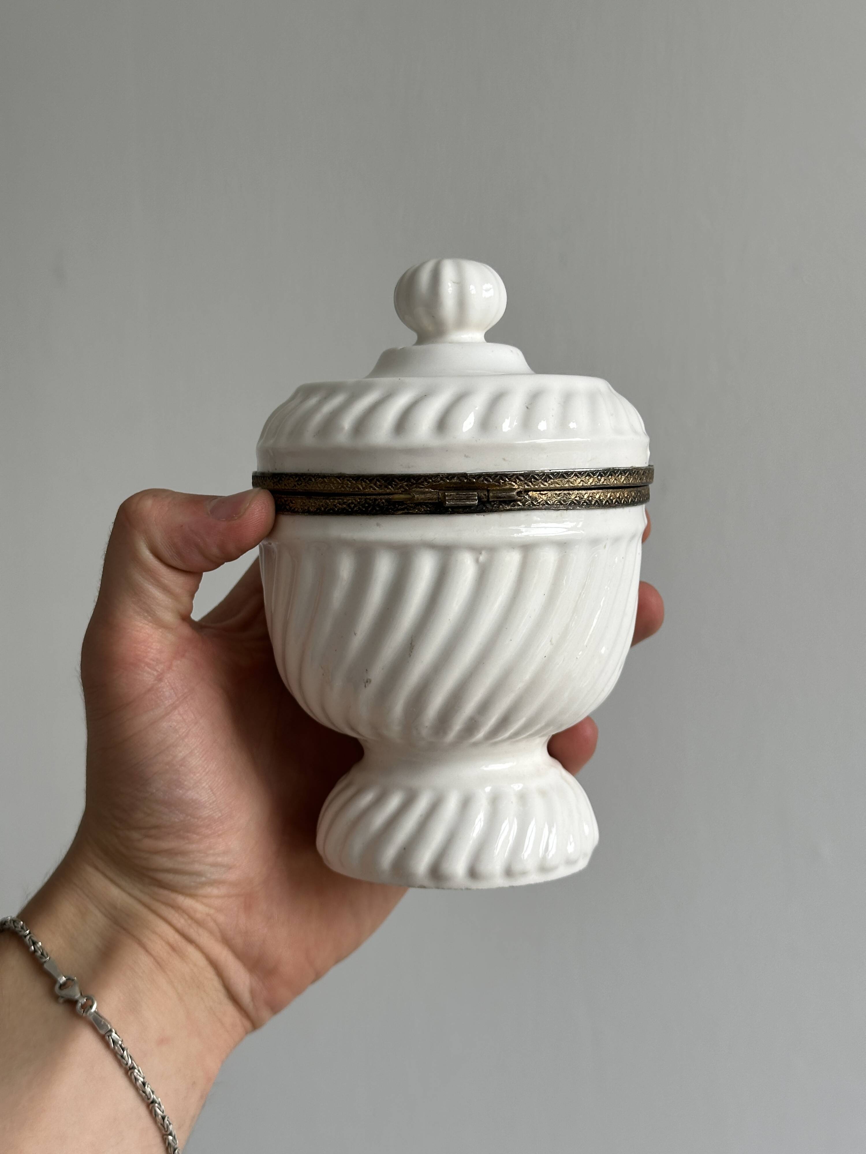Antique white porcelain candy box